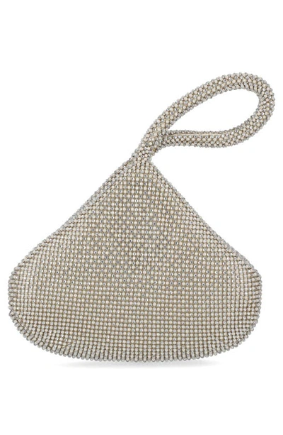 Jessica Mcclintock Staci Beaded Mesh Wristlet In Pearl