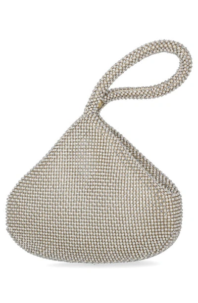 Jessica Mcclintock Staci Beaded Mesh Wristlet In Pearl