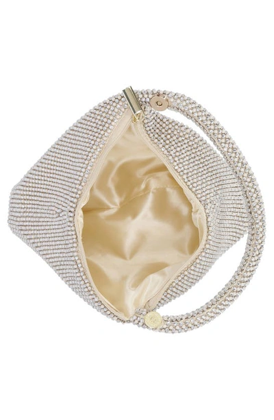 Jessica Mcclintock Staci Beaded Mesh Wristlet In Pearl