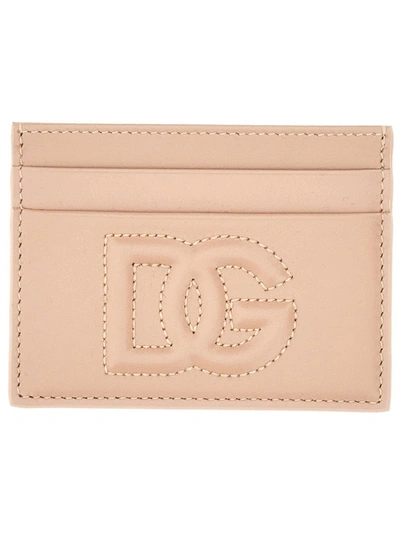 Shop Dolce & Gabbana Leather Card Holder In Powder