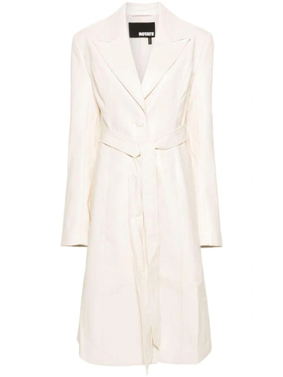 Shop Rotate Birger Christensen Rotate Textured A-line Coat In Ivory