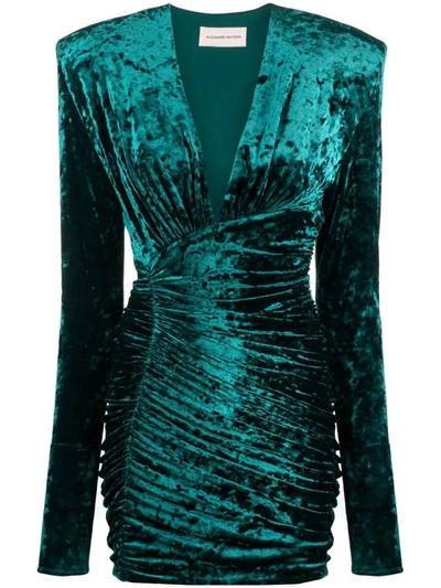 Shop Alexandre Vauthier Velvet Dress In Green