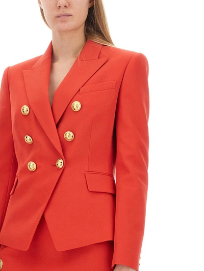 Shop Balmain 6-button Classic Jacket In Red