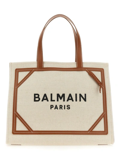 Shop Balmain B-army Medium Shopping Bag In Beige