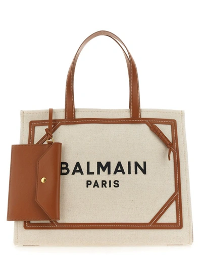 Shop Balmain B-army Medium Shopping Bag In Beige