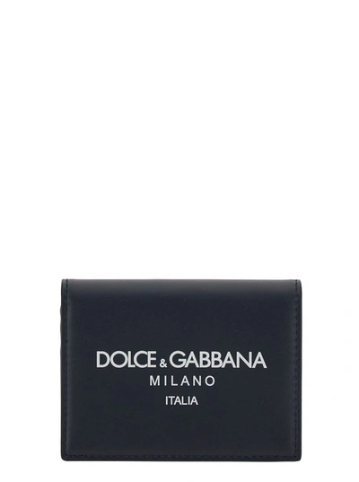 Shop Dolce & Gabbana Black Card-holder With Logo Detail In Leather Man