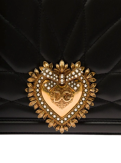 Shop Dolce & Gabbana Black Devotion Shoulder Bag In Nappa Leather Matelassé  Woman