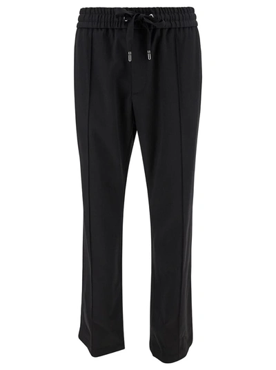 Shop Dolce & Gabbana Black Sweatpants With Drawstring In Wool Blend Man