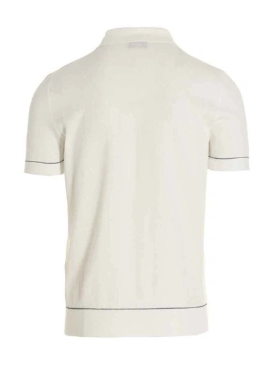 Shop Brioni Cotton Polo Shirt In White
