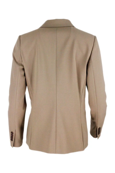 Brunello Cucinelli Wool Blend Blazer In Cookie