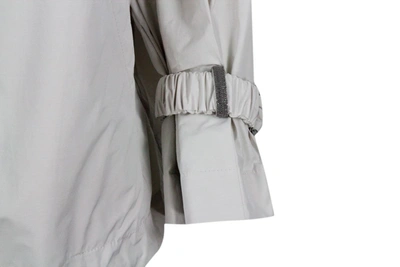 Brunello Cucinelli Water Resistant Outerware Jacket With Hood And Drawstring Hem. Curl On The Sleeve With Precious Jewe In Gesso