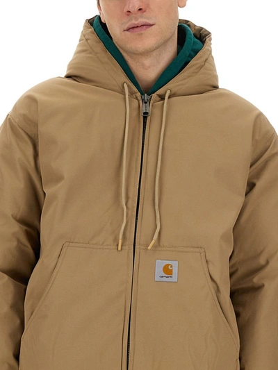 Shop Carhartt Wip Jacket With Logo In Beige