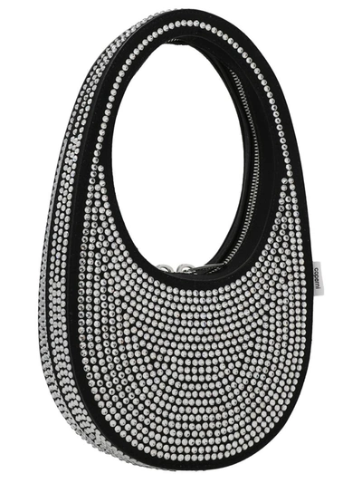 Shop Coperni 'crystal-embellished Mini Swipe Bag' Handbag In Black