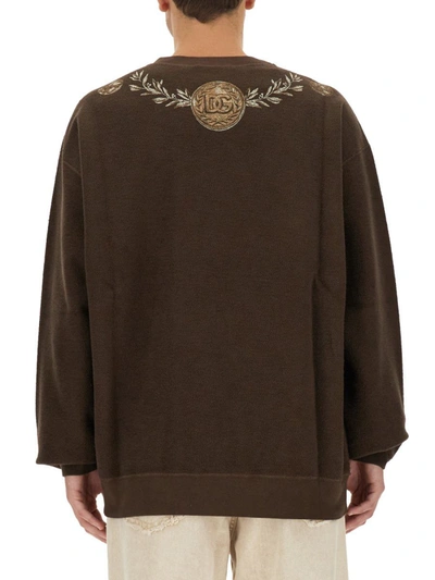 Shop Dolce & Gabbana Coin Print Sweatshirt In Brown