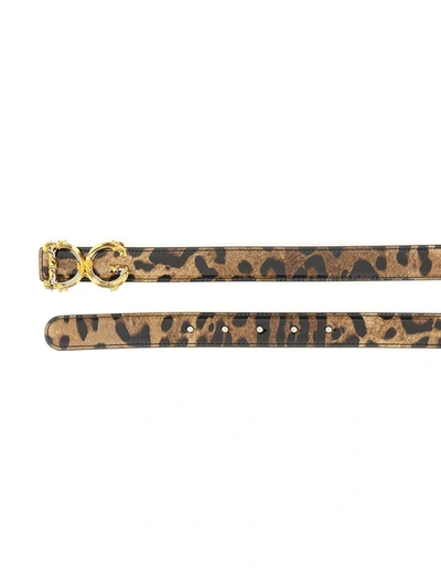 Shop Dolce & Gabbana Leopard Print Belt In Multicolour