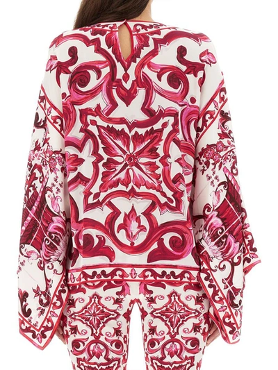Shop Dolce & Gabbana Majolica Print Blouse In Fuchsia