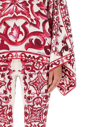 Shop Dolce & Gabbana Majolica Print Blouse In Fuchsia