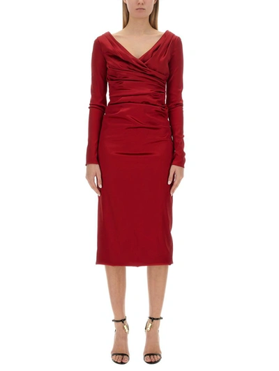 Shop Dolce & Gabbana Midi Dress In Red
