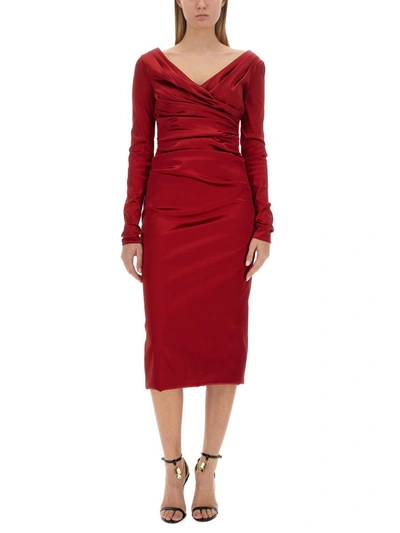 Shop Dolce & Gabbana Midi Dress In Red