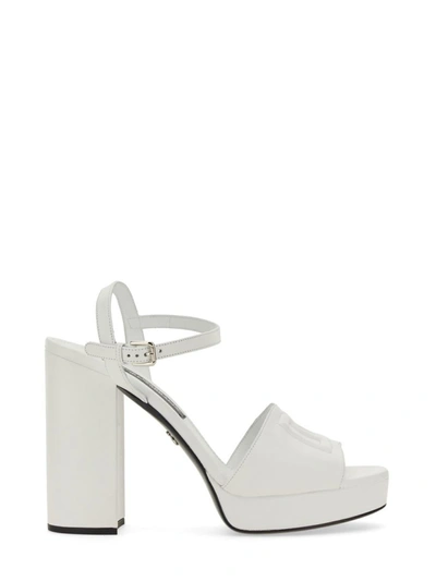 Shop Dolce & Gabbana Platform Sandal With Logo In White