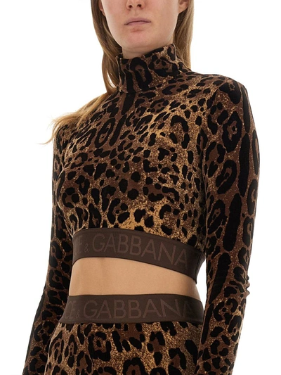 Shop Dolce & Gabbana Top With Animal Pattern In Multicolour