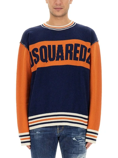 Shop Dsquared2 Jersey With Logo In Multicolour