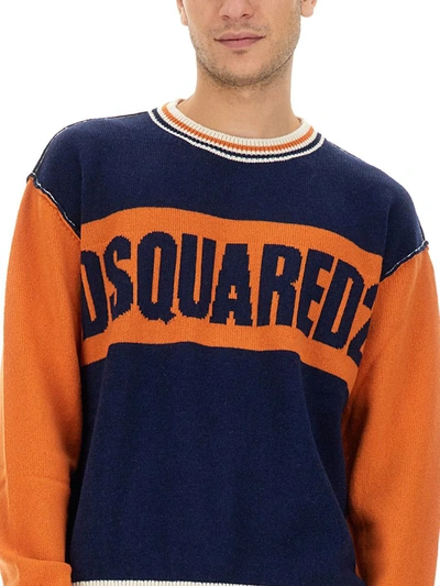 Shop Dsquared2 Jersey With Logo In Multicolour