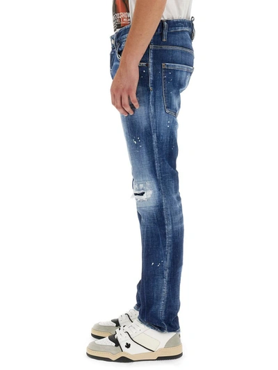 Shop Dsquared2 Patent Leather Effect Jeans In Blue