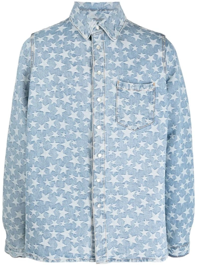 Shop Erl Jacquard Overshirt Clothing In Blue