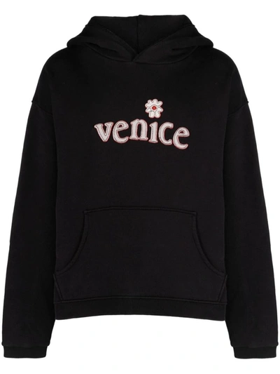 Shop Erl Unisex Venice Patch Hoodie Knit Clothing In Black