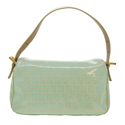 Shop Fendi Zucchino Blue Patent Leather Shoulder Bag ()