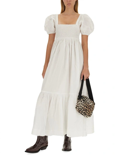Shop Ganni Midi Dress In White
