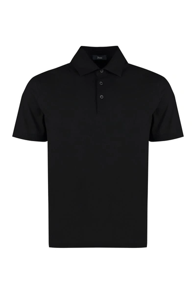 Shop Herno Cotton Jersey Polo Shirt In Black