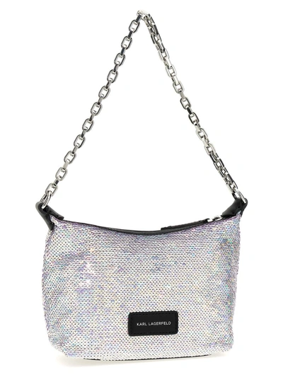 Shop Karl Lagerfeld 'k/evening' Mini Shoulder Bag In Silver