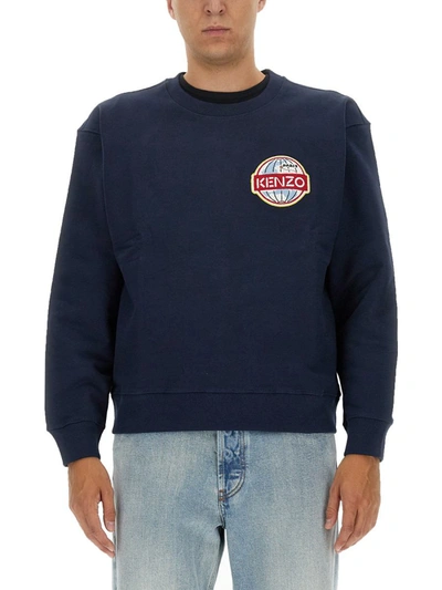 Shop Kenzo Globe Classic Sweatshirt In Blue