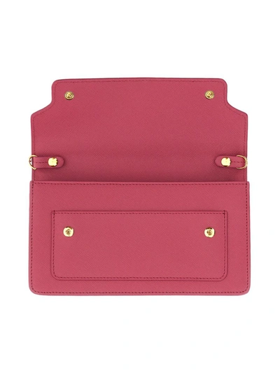 Shop Marni Wallet With Shoulder Strap In Fuchsia