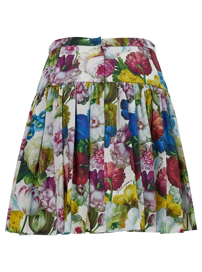 Shop Dolce & Gabbana Mini Multicolor Skirt With All-over Floreal Print In Cotton Woman