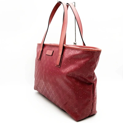 Shop Gucci Gg Imprimé Red Canvas Tote Bag ()