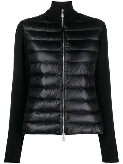 Shop Moncler Quilted Padded Cardigan In Black