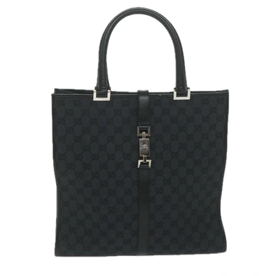 Shop Gucci Jackie Black Canvas Tote Bag ()