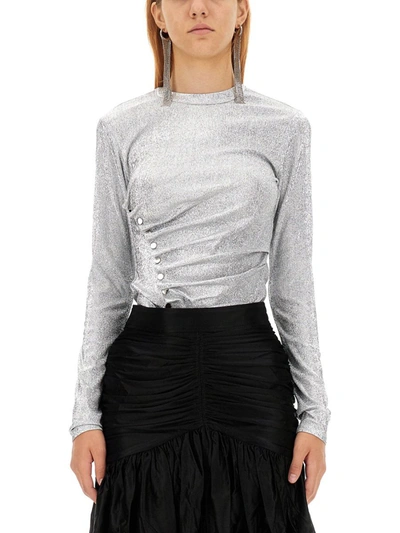 Shop Rabanne Paco  Draped Top In Silver