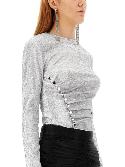 Shop Rabanne Paco  Draped Top In Silver