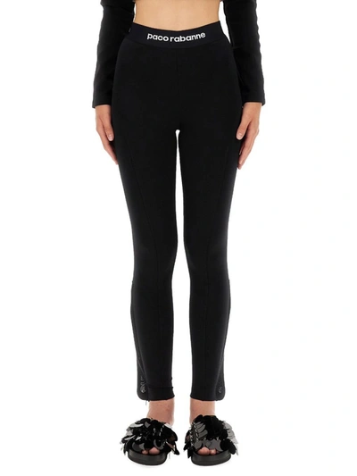 Shop Rabanne Paco  Pants With Logo In Black