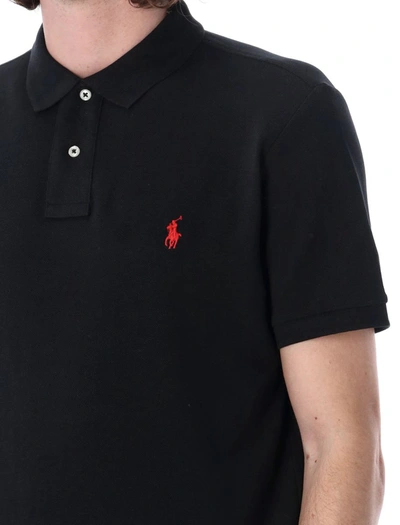 Shop Polo Ralph Lauren Custom Slim Fit Polo In Black