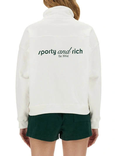 Shop Sporty And Rich Sporty & Rich Sweatshirt With Logo In White
