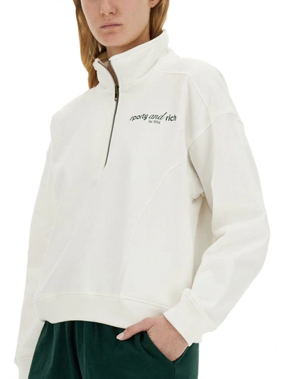 Shop Sporty And Rich Sporty & Rich Sweatshirt With Logo In White