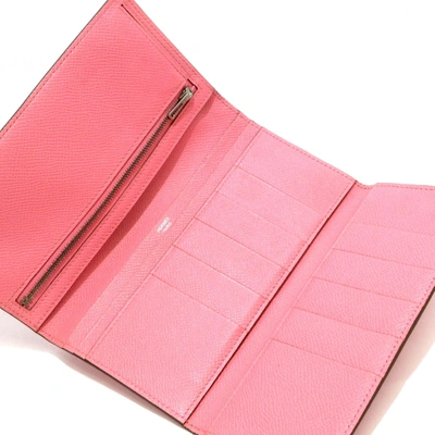 Shop Hermes Hermès Béarn Pink Leather Wallet  ()