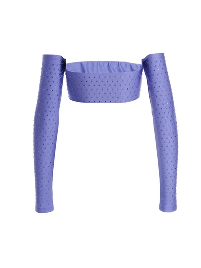 The Andamane Lexi Shiny Crop Top In Purple