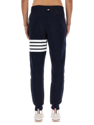 Shop Thom Browne 4bar Stripe Print Jogging Pants In Blue