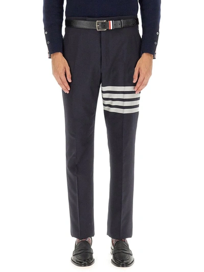 Shop Thom Browne Classic Pants With Martingale In Blue